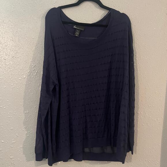 NWOT Lane Bryant Women's Long Sleeve Sweater Shirt 22/24 Navy Blue Sheer Layer - Picture 6 of 6